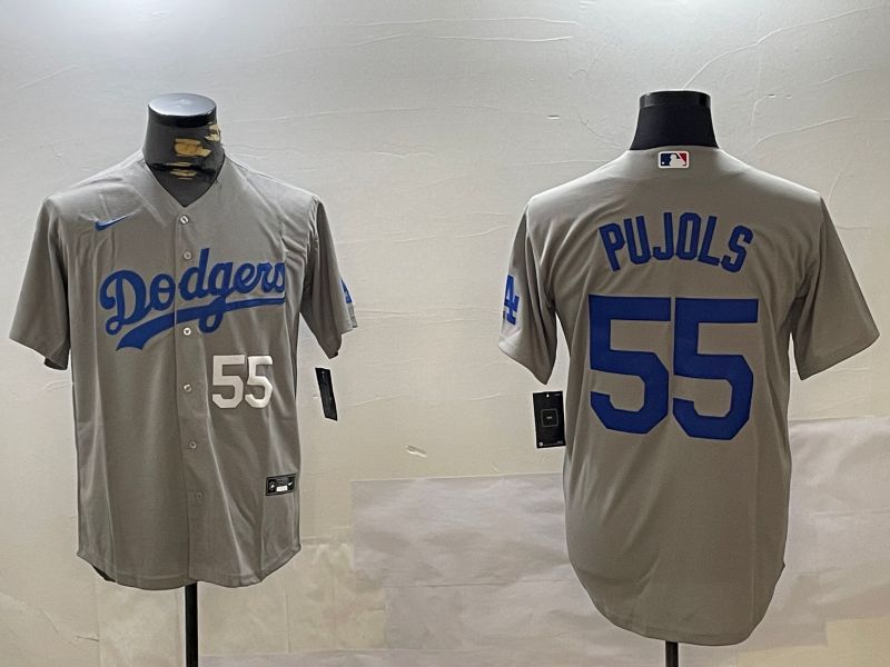 Men Los Angeles Dodgers #55 Pujols Grey Game 2024 Nike MLB Jersey style 2->los angeles dodgers->MLB Jersey